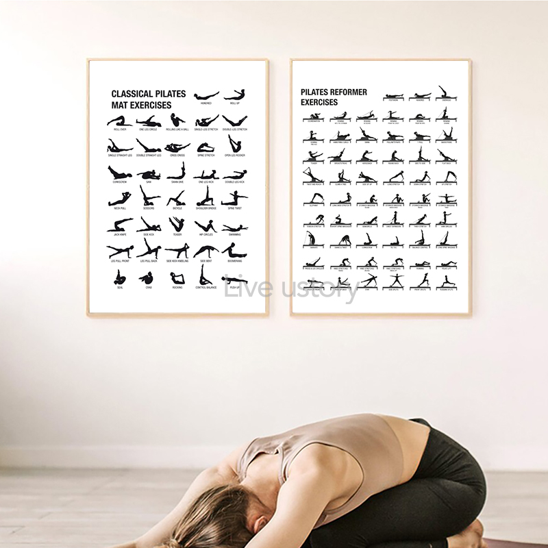 프레임리스 필라테스 운동 차트 포스터 캔버스 프린트,  - Pilate Yoga Workout 리뷰 및 가격